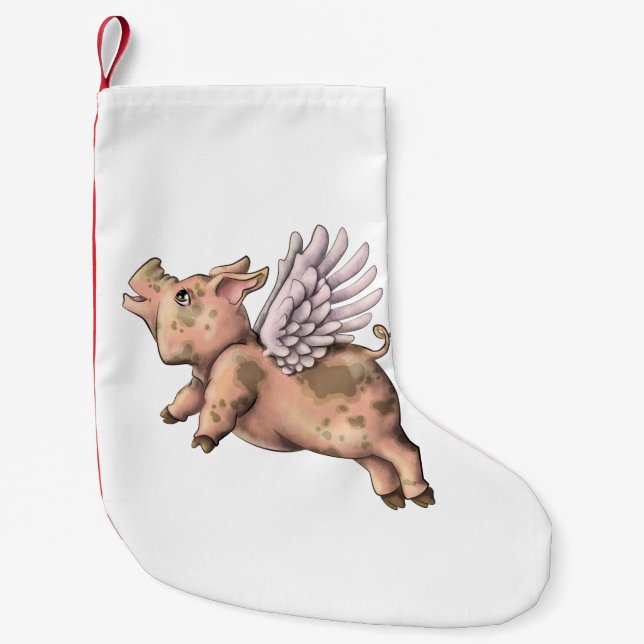 Pigs Fly Small Christmas Stocking (Front)