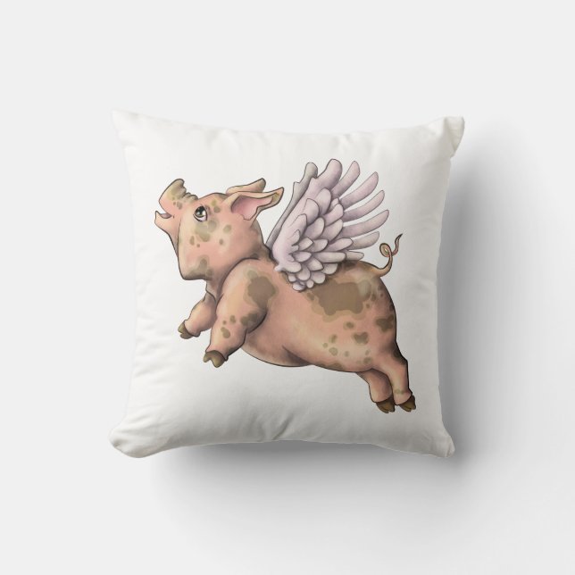 Pigs Fly Throw Pillow (Front)