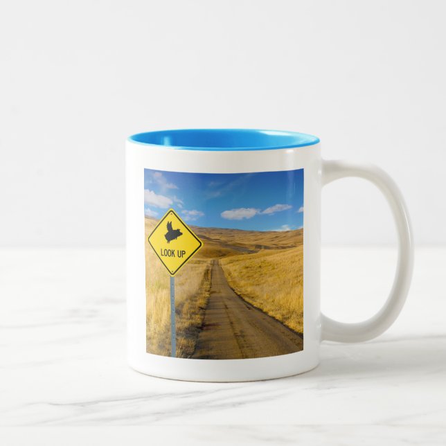 Pigs Flying Above Sign Two-Tone Coffee Mug (Right)