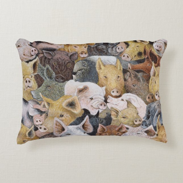 Pigs Galore Decorative Pillow (Front)