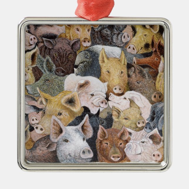 Pigs Galore Metal Ornament (Front)
