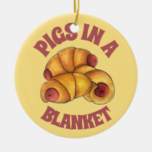 Pigs in a Blanket Crescent Roll Hot Dog Junk Food Ceramic Ornament