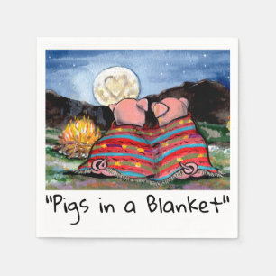 Pigs in a Blanket Romantic Night Moon Stars Art Napkin