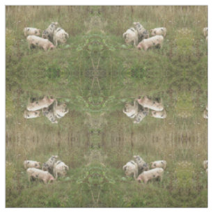 Pigs in a Field Patterned Animal Craft Fabric