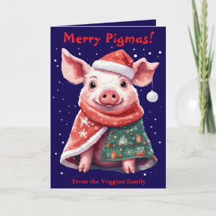 Pigs In Blankets And Santa Hat Cute Animal Christm Card