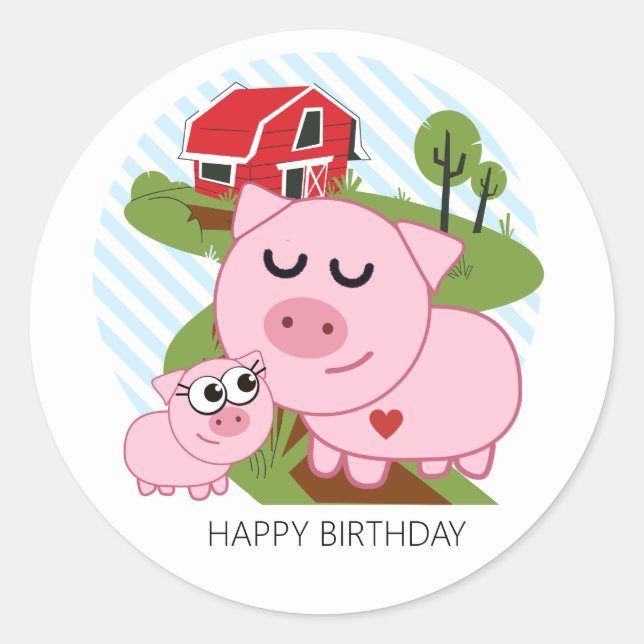 PIGS IN THE FARM CLASSIC ROUND STICKER (Front)