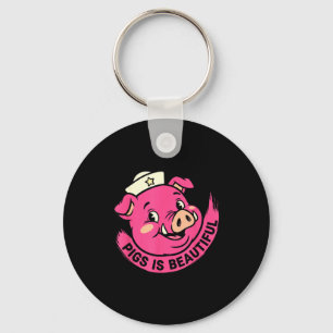 Pigs is beautiful pig halloween farm animal cute keychain