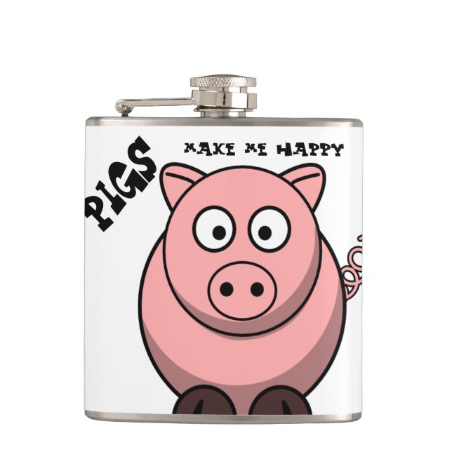 Pigs Make Me Happy Flask (Front)