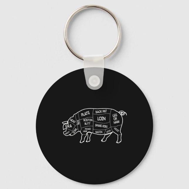 Pigs Meat Butcher Cuts Diagram Chef Cook Guide Fun Keychain (Front)