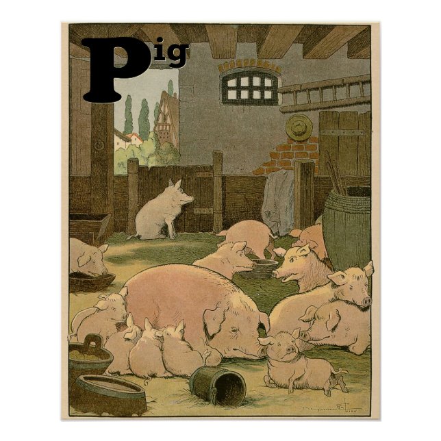 Pigs on the Farm Alphabet Perfect Poster (Front)