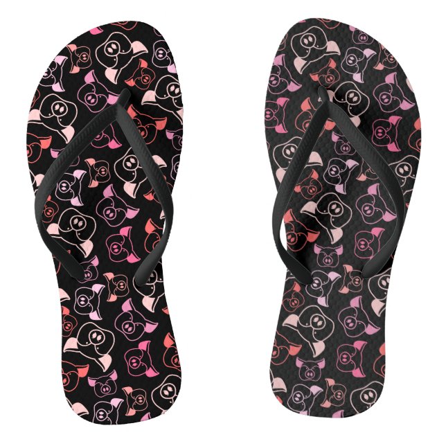 Pigs Pattern Flip Flops (Footbed)