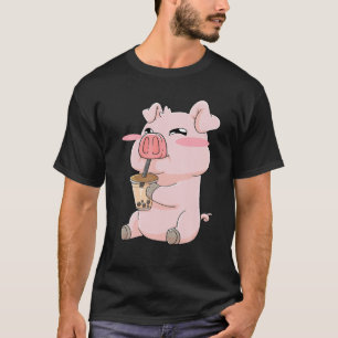Pigs Pig Boba Bubble Tea Anime Kawaii Cute Gift T-Shirt