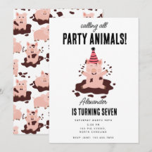 Pigs Playing in Mud Farm Party Animals Birthday