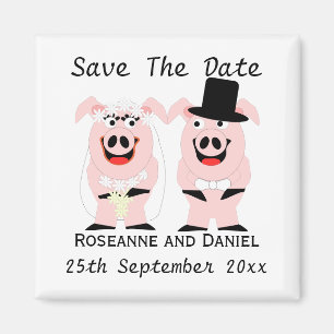 Pigs Save The Date Wedding Announcement Magnet