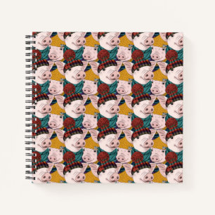 Pigs With Hats Pattern Notebook