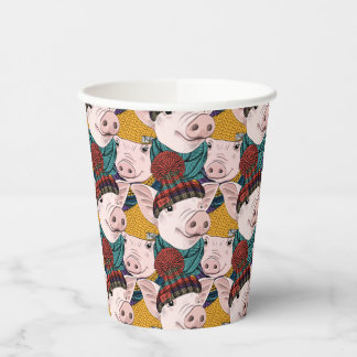 Pigs With Hats Pattern Paper Cups