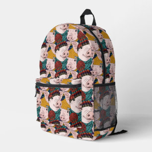 Pigs With Hats Pattern Printed Backpack