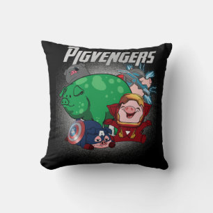 Pigvengers Assemble Super Animal Hero Pig Lovers Throw Pillow