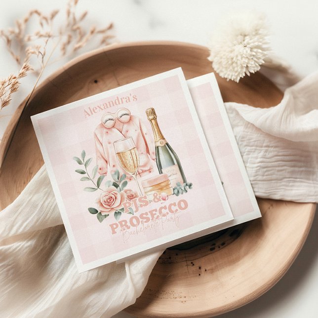 Pijamas and Prosecco Bachelorette Party Napkin (Creator Uploaded)