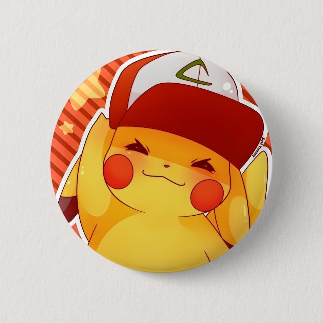 Pikachu Trainer Cap  2 Inch Round Button (Front)