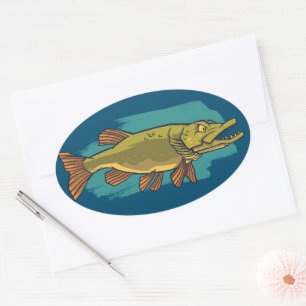 Pike Fish Oval Sticker