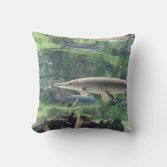 Pike Fish Throw Pillow (Front)