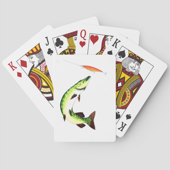 Pike fishing and fly fishing playing cards (Back)