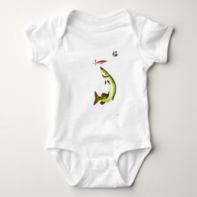 Pike Fishing Baby Bodysuit (Front)