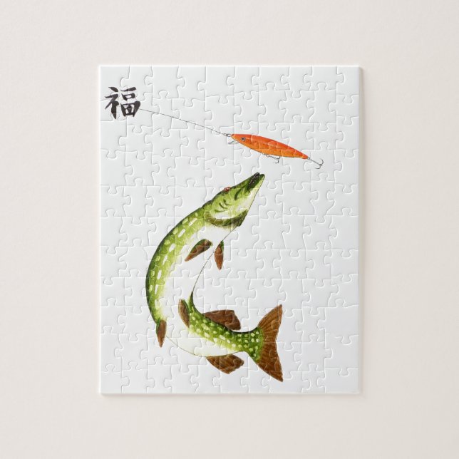 Pike fishing jigsaw puzzle (Vertical)