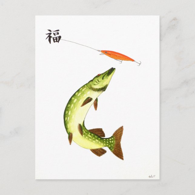 Pike fishing postcard (Front)