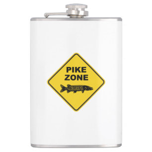 Pike Fishing Zone Sign Hip Flask
