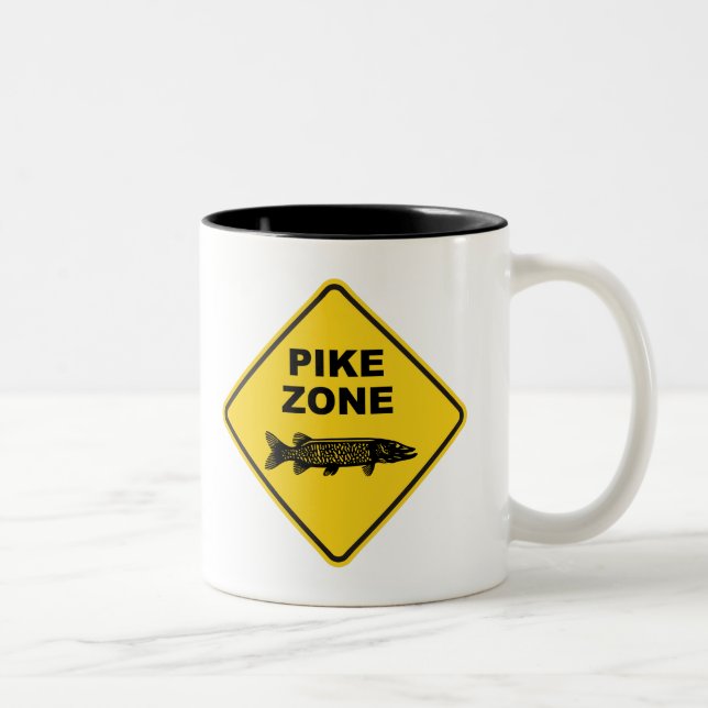 Pike Fishing Zone Sign Two-Tone Coffee Mug (Right)