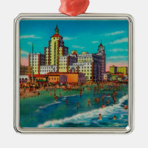 Pike Front and Bathing Beach, Long Beach Metal Ornament