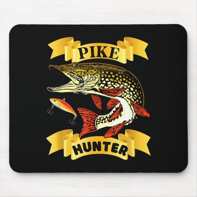 Pike hunter predator fisherman fishing lovers mouse pad (Front)