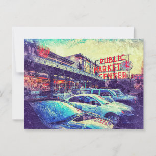 Pike Marker Center Seattle Washington Postcard