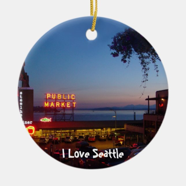 Pike Place Market Ceramic Ornament (Front)