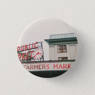 Pike Place Market   Compact Mirror 1 Inch Round Button