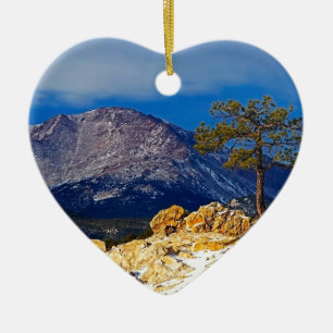 Pikes Peak and Lone Tree Ceramic Ornament