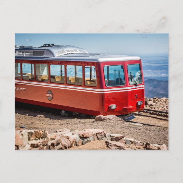 Pikes Peak Cog at the very top of Pikes Peak Postcard (Front)