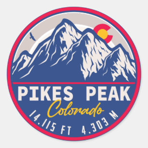 Pikes Peak Colorado Mountain Camping Souvenirs Classic Round Sticker