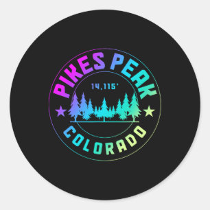 Pikes Peak Colorado Mountain Hiking Vintage Classic Round Sticker