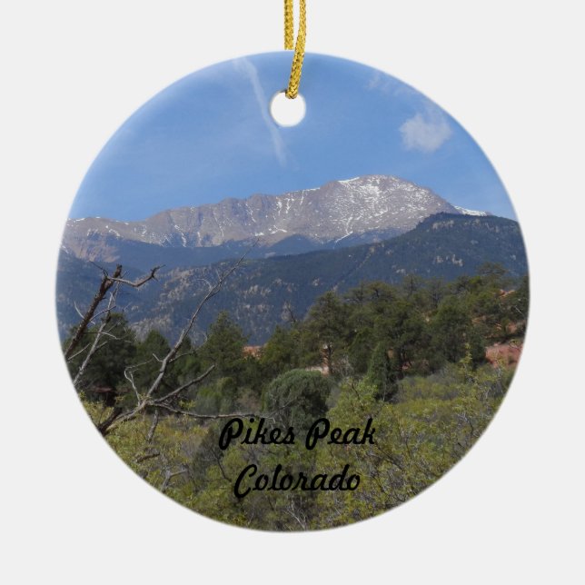 Pikes Peak- Colorado Springs Ceramic Ornament (Front)