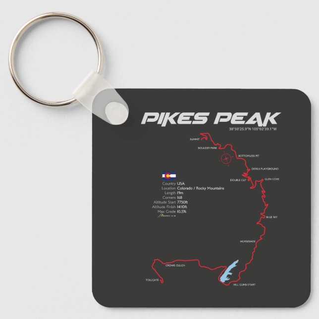Pikes Peak Colorado USA Route 01 Keychain (Front)