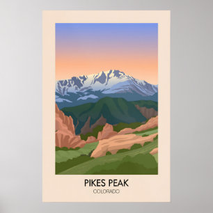 Pikes Peak Colorado USA Travel Poster