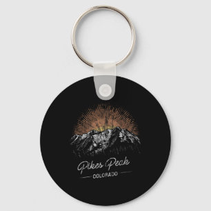 Pikes Peak Mountains Colorado Hiking Outdoors Vint Keychain