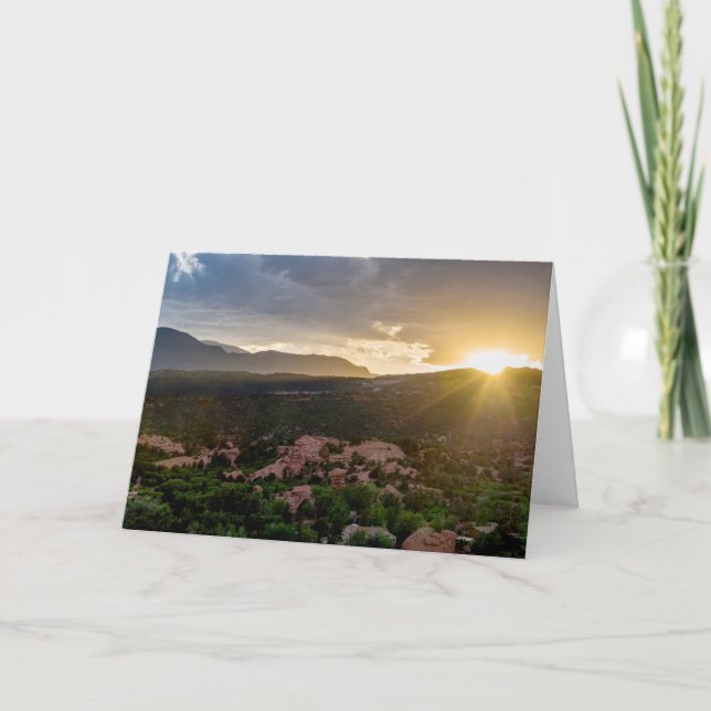 Pikes Peak Sunset Haze Greeting Card (Front)