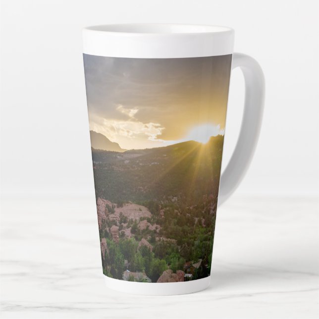Pikes Peak Sunset Haze Latte Mug (Right Angle)