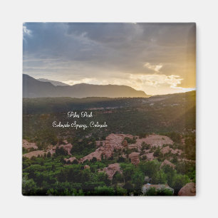 Pikes Peak Sunset Haze Square Magnet