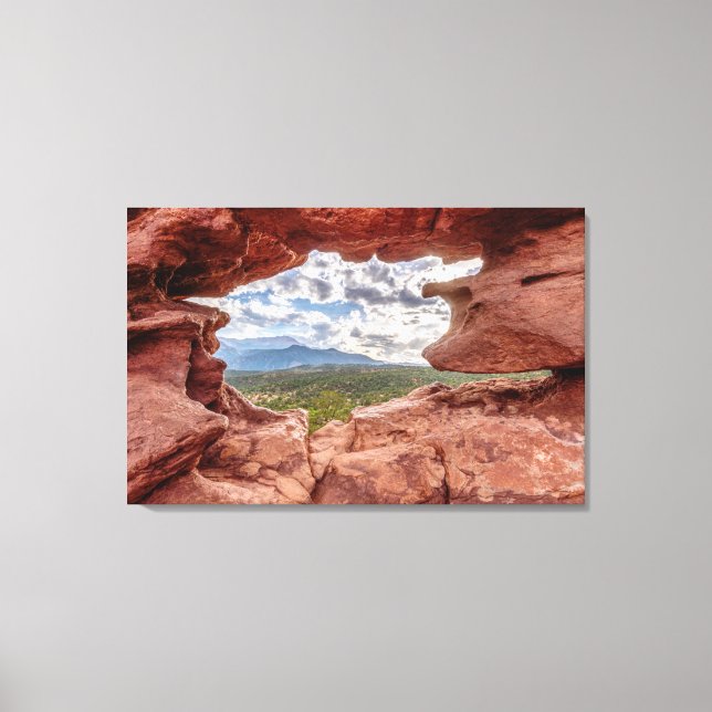 Pikes Peak Through A Rock Hole Canvas Print (Front)