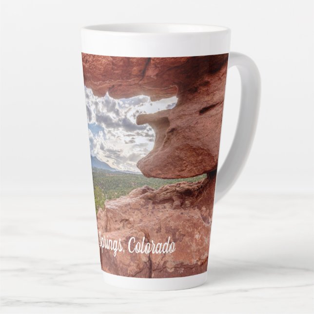 Pikes Peak Through A Rock Hole Latte Mug (Right Angle)